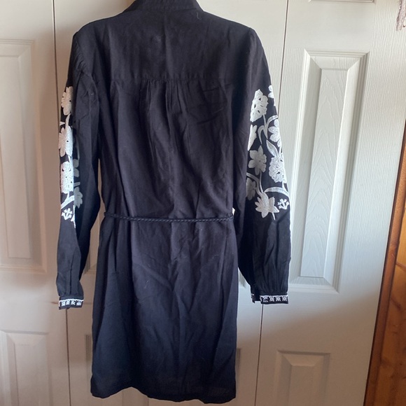 Scotch & Soda NWT Long Sleeve, Button Down Embroidered Cotton Linen Blend Dress - Picture 7 of 17